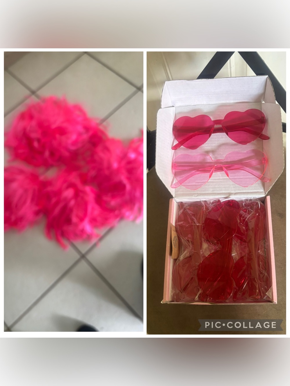 Amazon Cosplay 4 Short Bob Pink Color Wigs & 6 pink Heart Sunglasses set.